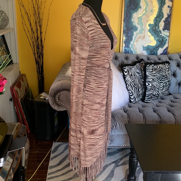 Max and Cleo Sweater Fringe wrap Dress - Picture 4 of 6